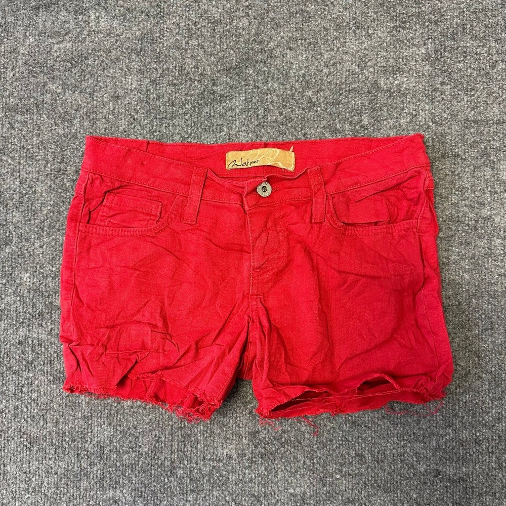 Wet Seal Shorts Womens Size 28 Red Raw Hem Denim Low Rise Casual Summer